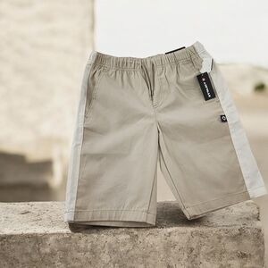 NWT Airwalk Boys Khaki Tan Shorts with White Side Stripes - Size 14